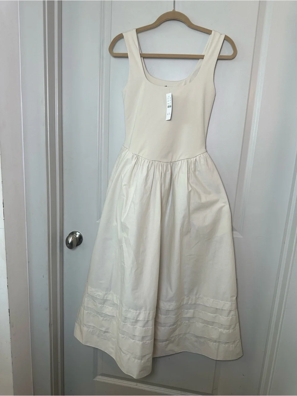 NEW J. Crew Drop Waist Mixy Cotton Poplin Skirt Cream Minimalist Maxi Dress,  XS